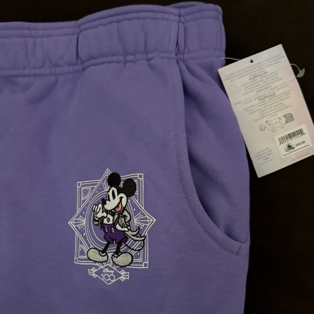 Disney 100 jogger pant Lilac with Mickey Mouse Embroidered logo, Large.